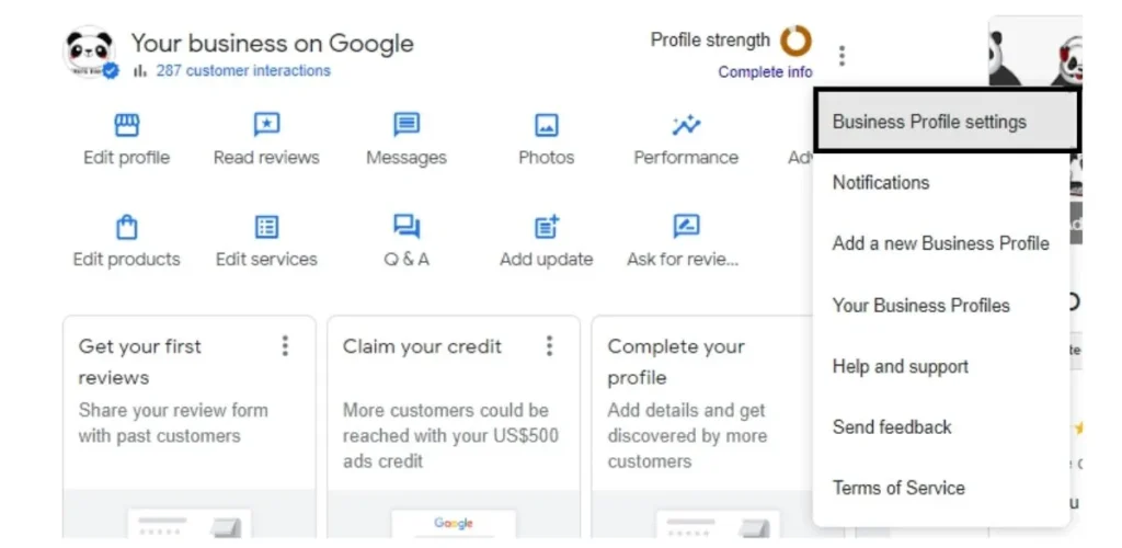 Business Profile Settings