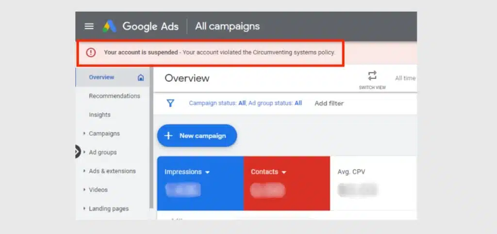 How to Find That Google Ads Account is suspended for circumventing systems?