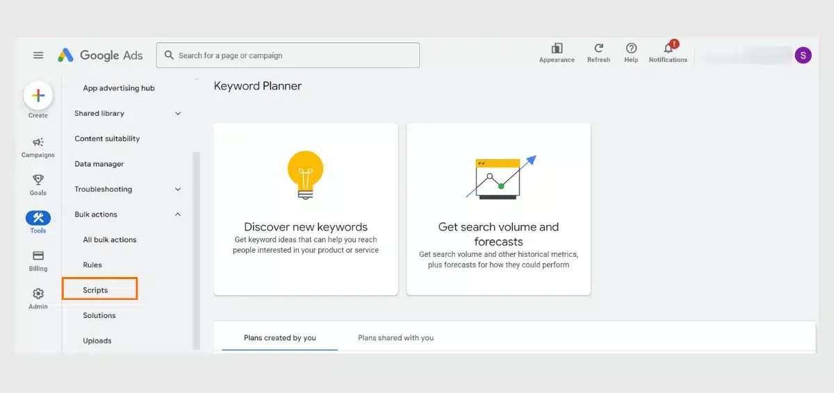 Now, click 'Scripts.' Now, click 'Scripts.