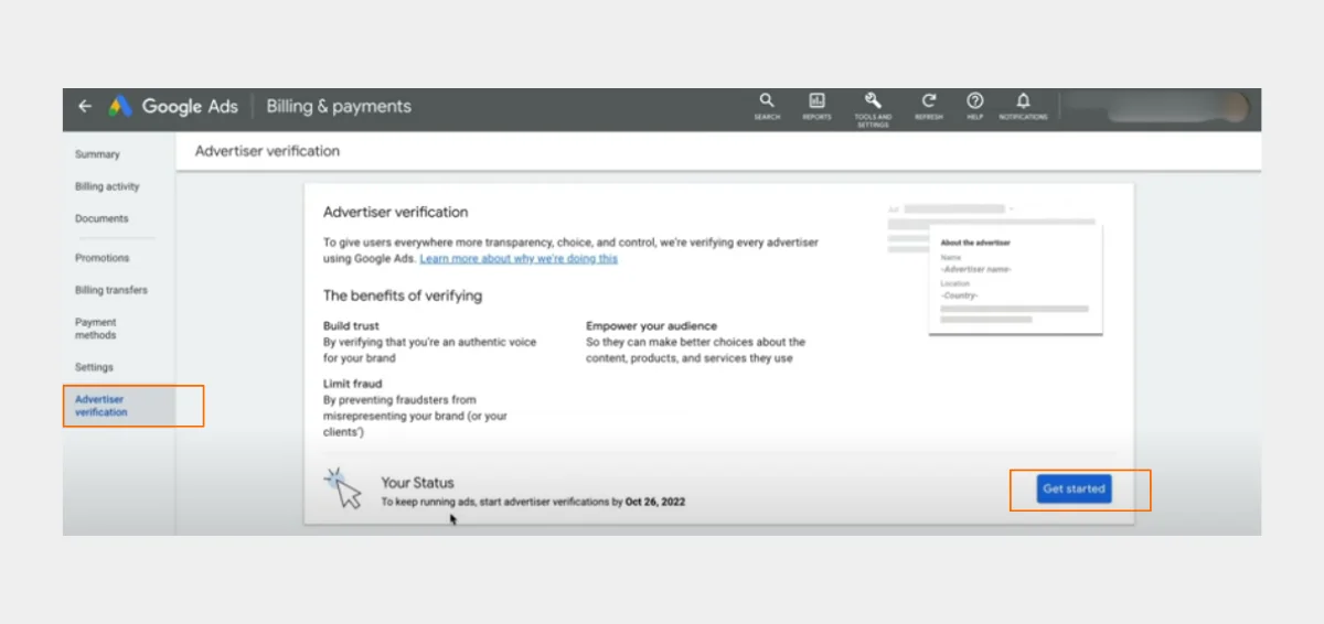 Advertiser Verification Advertiser Verification