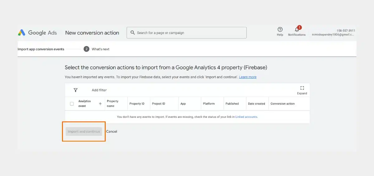 Import and continue Import and continue