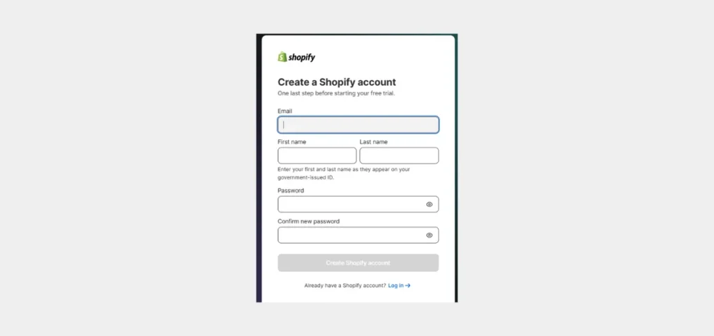 Create Your Shopify Account