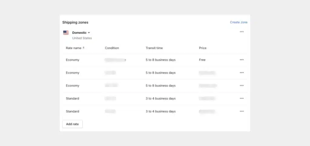 Shipping Settings