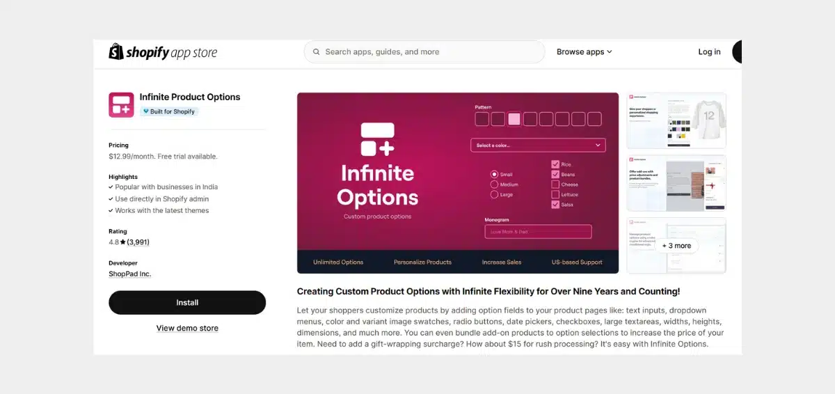 Infinite Product Options Infinite Product Options
