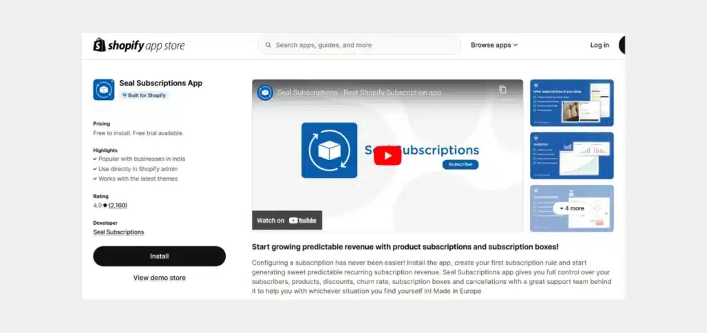 Seal Subscriptions App