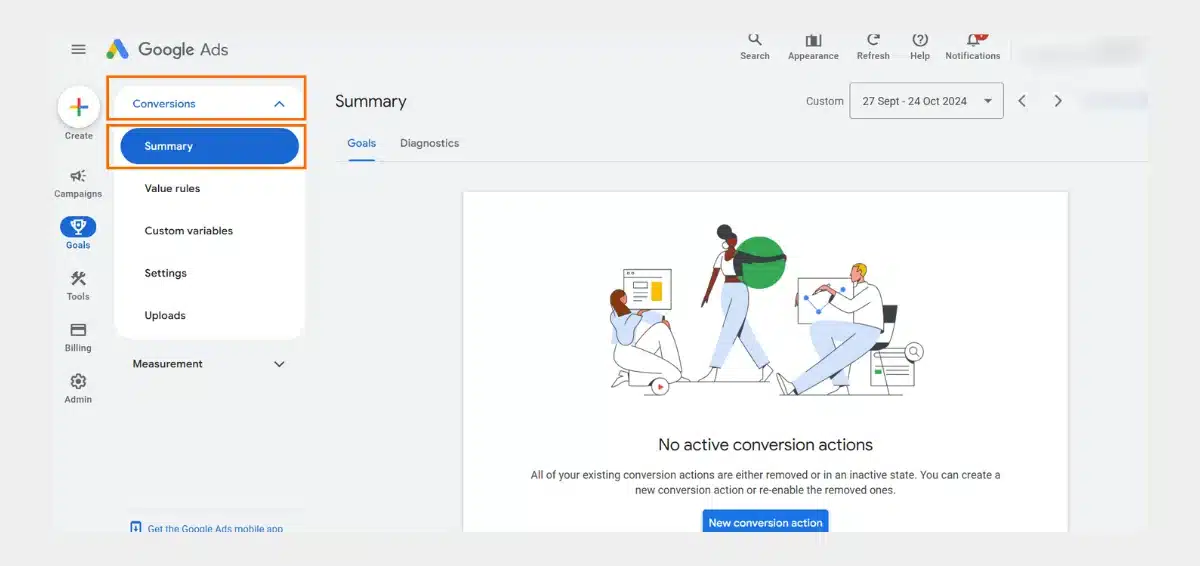 Go to Conversions > Summary