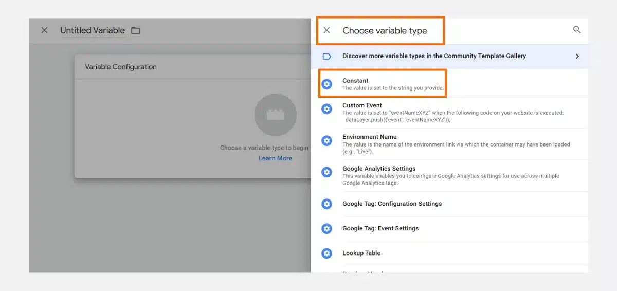 Choose Constant for the Variable Type